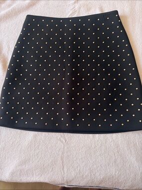 French Connection Black Mini Skirt with Gold Studs